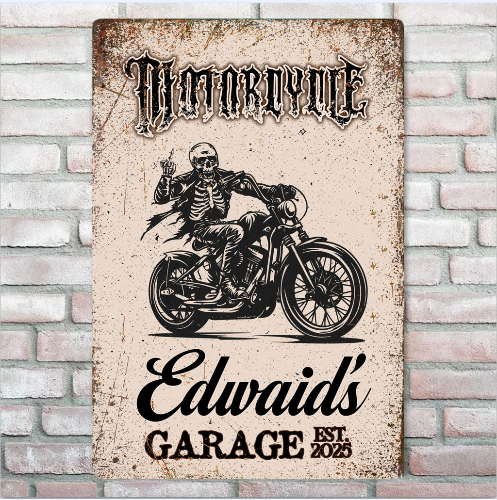Skull Motorcycle Rider - Personalized Custom Metal Sign 746661 - 747786 - DiyGiftly