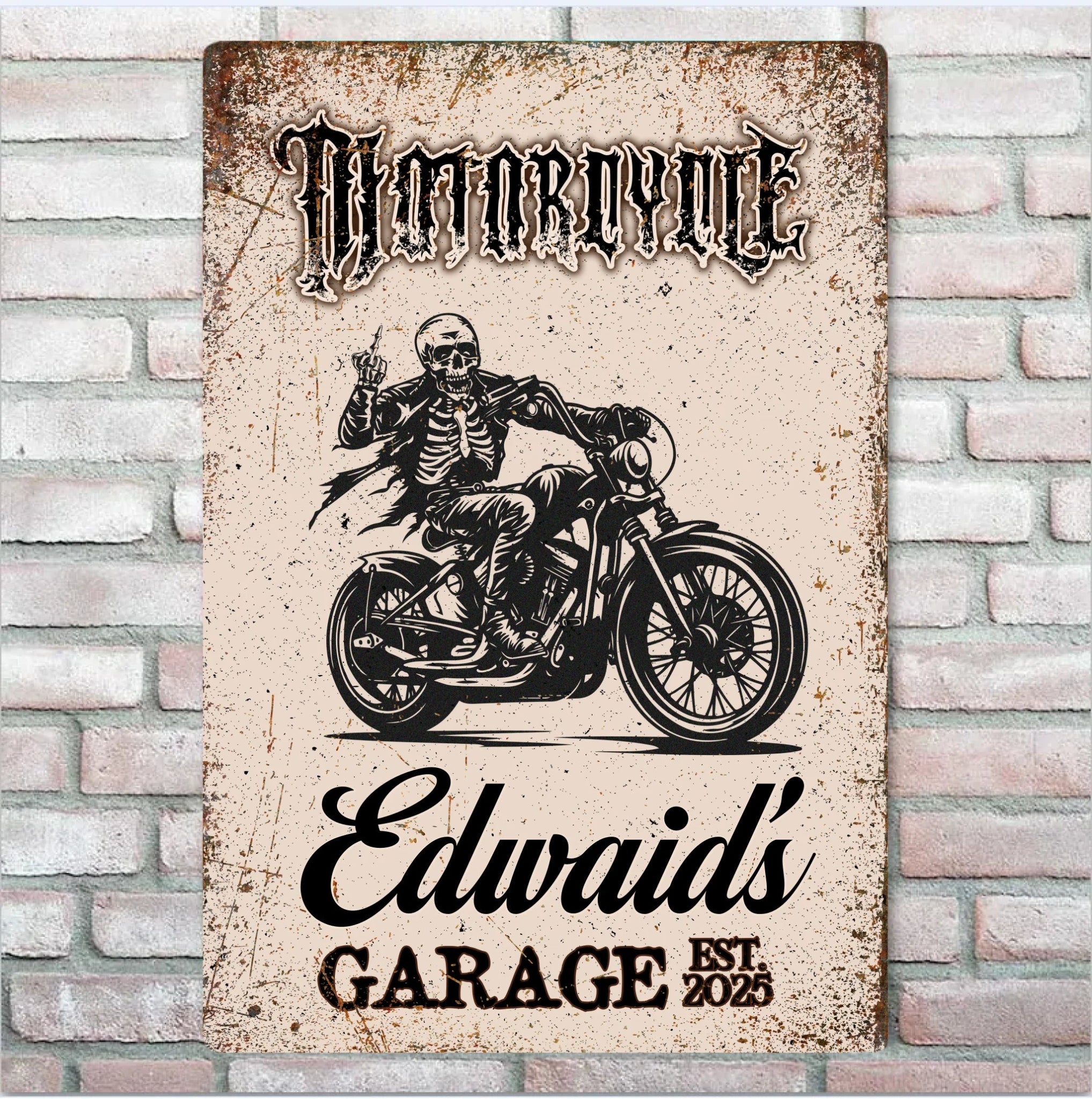 Skull Motorcycle Rider - Personalized Custom Metal Sign 746661 - 747786 - DiyGiftly