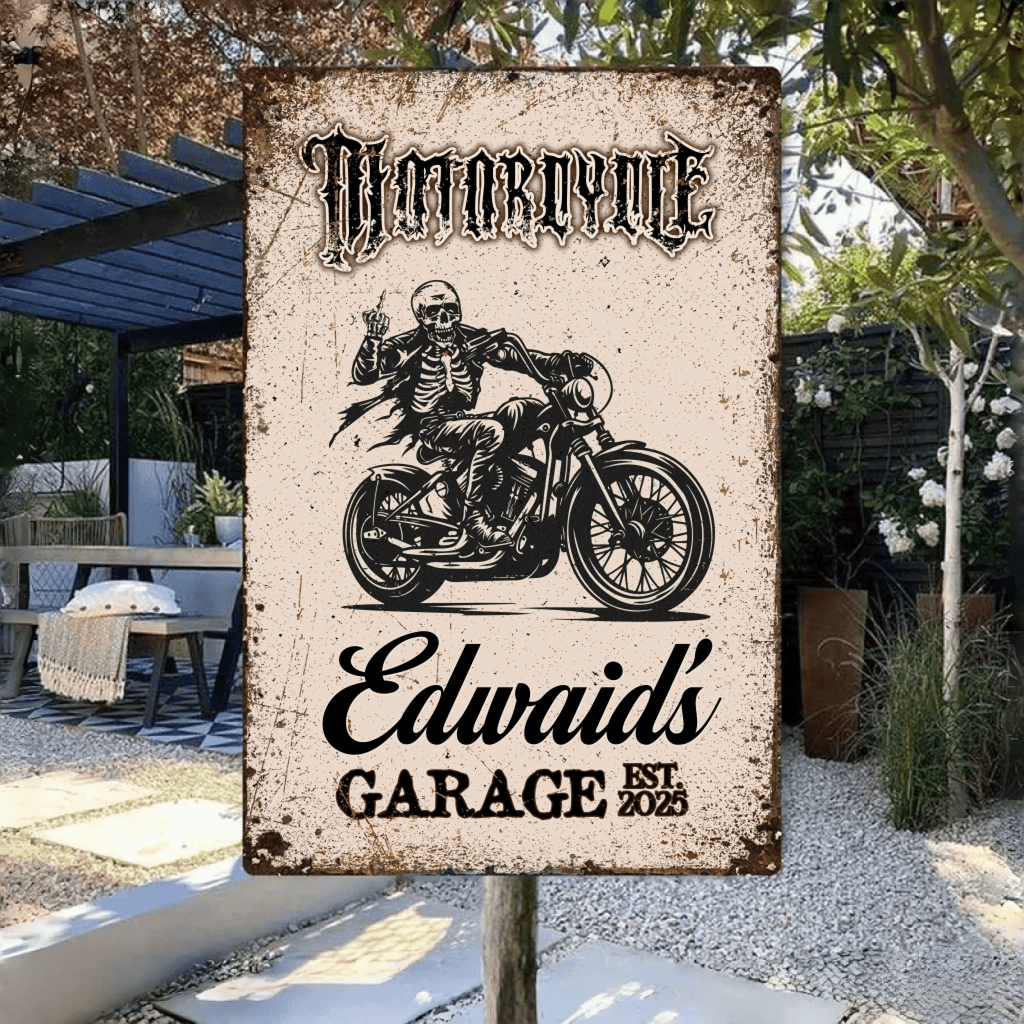 Skull Motorcycle Rider - Personalized Custom Metal Sign 746661 - 747786 - DiyGiftly