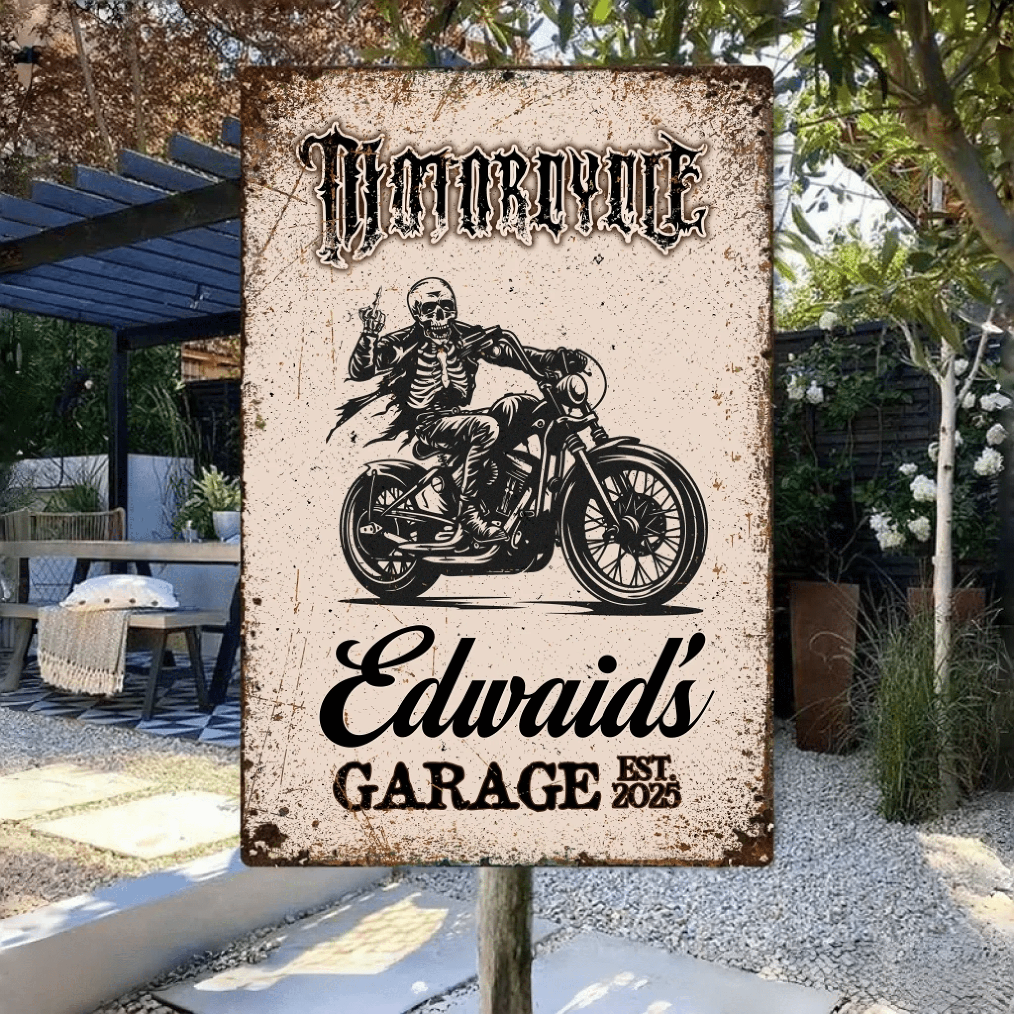 Skull Motorcycle Rider - Personalized Custom Metal Sign 746661 - 747786 - DiyGiftly