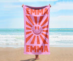 Smile Face Personalized Beach Towel Personalized Name Bath Towel Custom Pool Towel Beach Towel With Name Outside Birthday Vacation Gift 90870272 - DiyGiftly