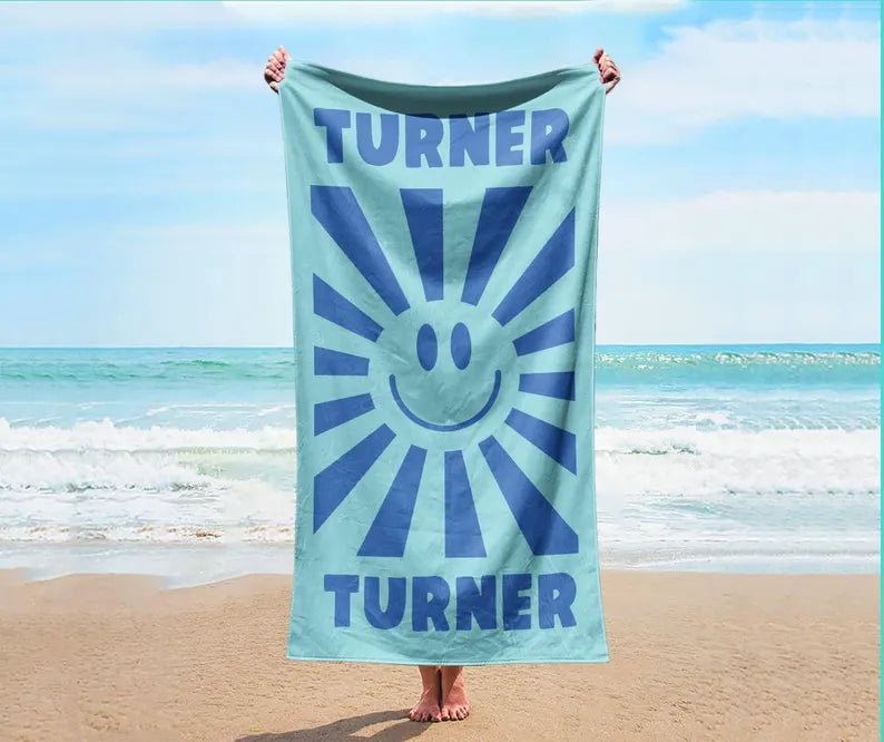 Smile Face Personalized Beach Towel Personalized Name Bath Towel Custom Pool Towel Beach Towel With Name Outside Birthday Vacation Gift 90870272 - DiyGiftly