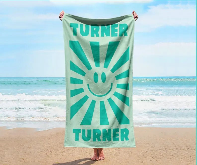 Smile Face Personalized Beach Towel Personalized Name Bath Towel Custom Pool Towel Beach Towel With Name Outside Birthday Vacation Gift 90870272 - DiyGiftly