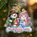 Snowman Family Version - Personalized Custom Acrylic Ornament 718836 - DiyGiftly