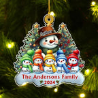 Snowman Family Version - Personalized Custom Acrylic Ornament 718836 - DiyGiftly