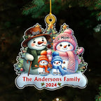Snowman Family Version - Personalized Custom Acrylic Ornament 718836 - DiyGiftly