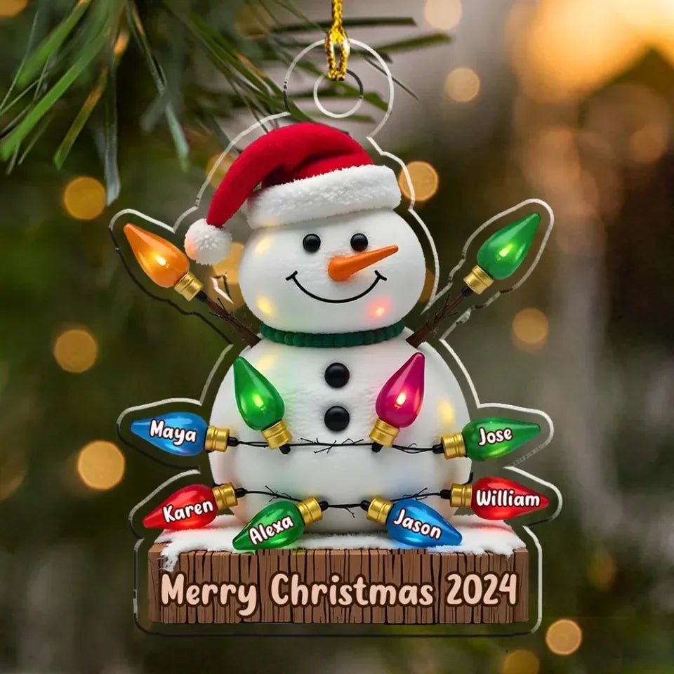 Snowman With Lights - Personalized Custom Acrylic Ornament 721751 - DiyGiftly