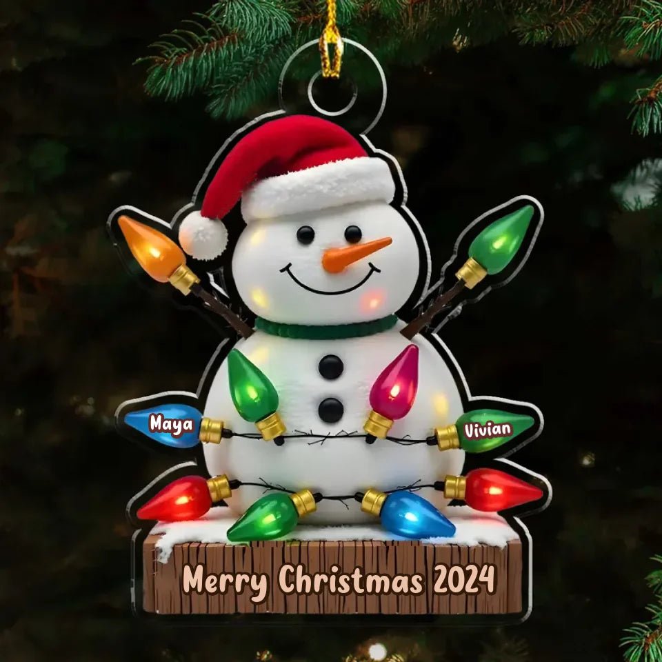 Snowman With Lights - Personalized Custom Acrylic Ornament 721751 - DiyGiftly