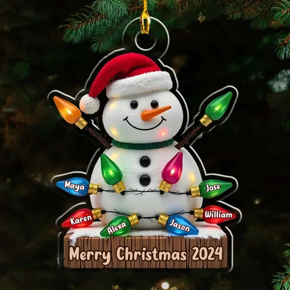 Snowman With Lights - Personalized Custom Acrylic Ornament 721751 - DiyGiftly