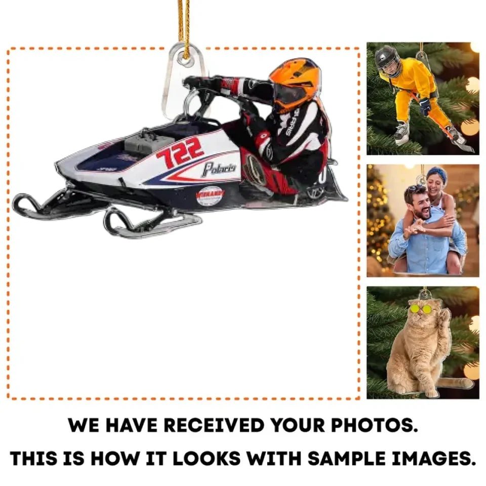 Snowmobiling Gifts For Snowmobile Lovers - Personalized Acrylic Photo Ornament 685981 - 685988 - DiyGiftly
