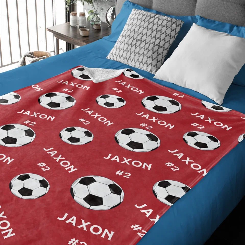 Soccer Balls and Repeating Name Blanket Personalized - Gift for Soccer Players - Team Gift 752007 - DiyGiftly