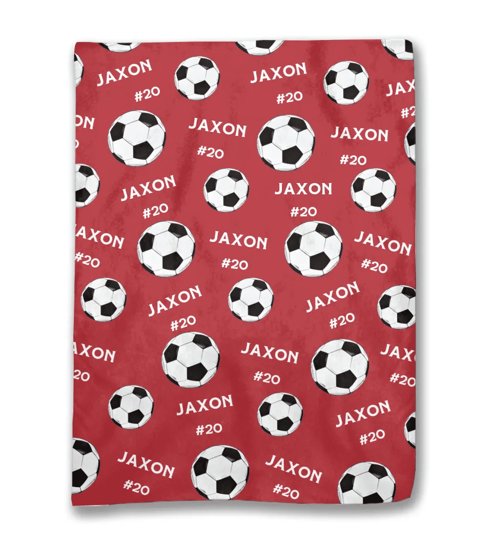 Soccer Balls and Repeating Name Blanket Personalized - Gift for Soccer Players - Team Gift 752007 - DiyGiftly