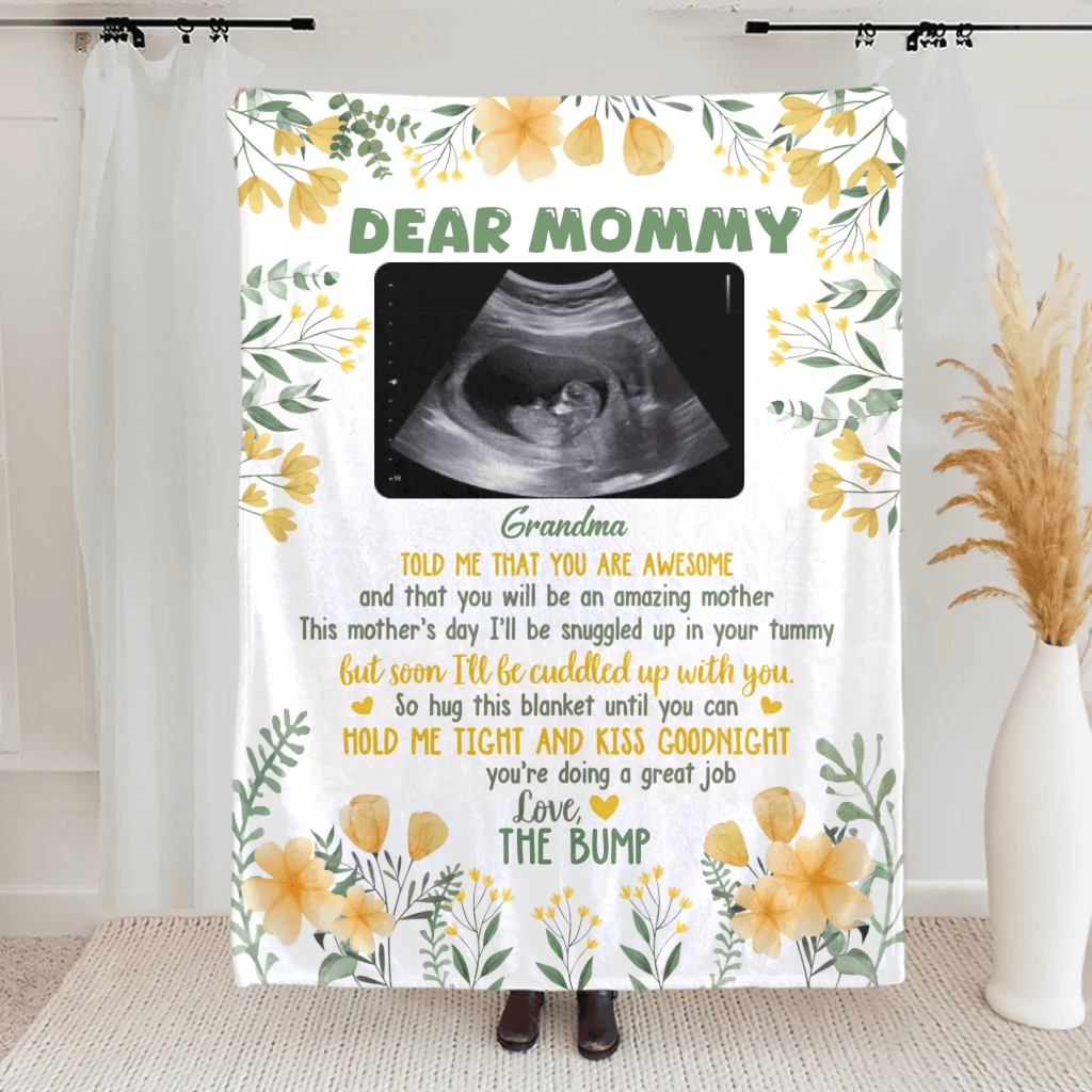 "Soon I’ll Be Cuddled Up With You" - Personalized Custom Photo Baby Blanket – Cozy Keepsake Gift for Baby Shower, Gender Reveal & New Parents 1157456 - DiyGiftly