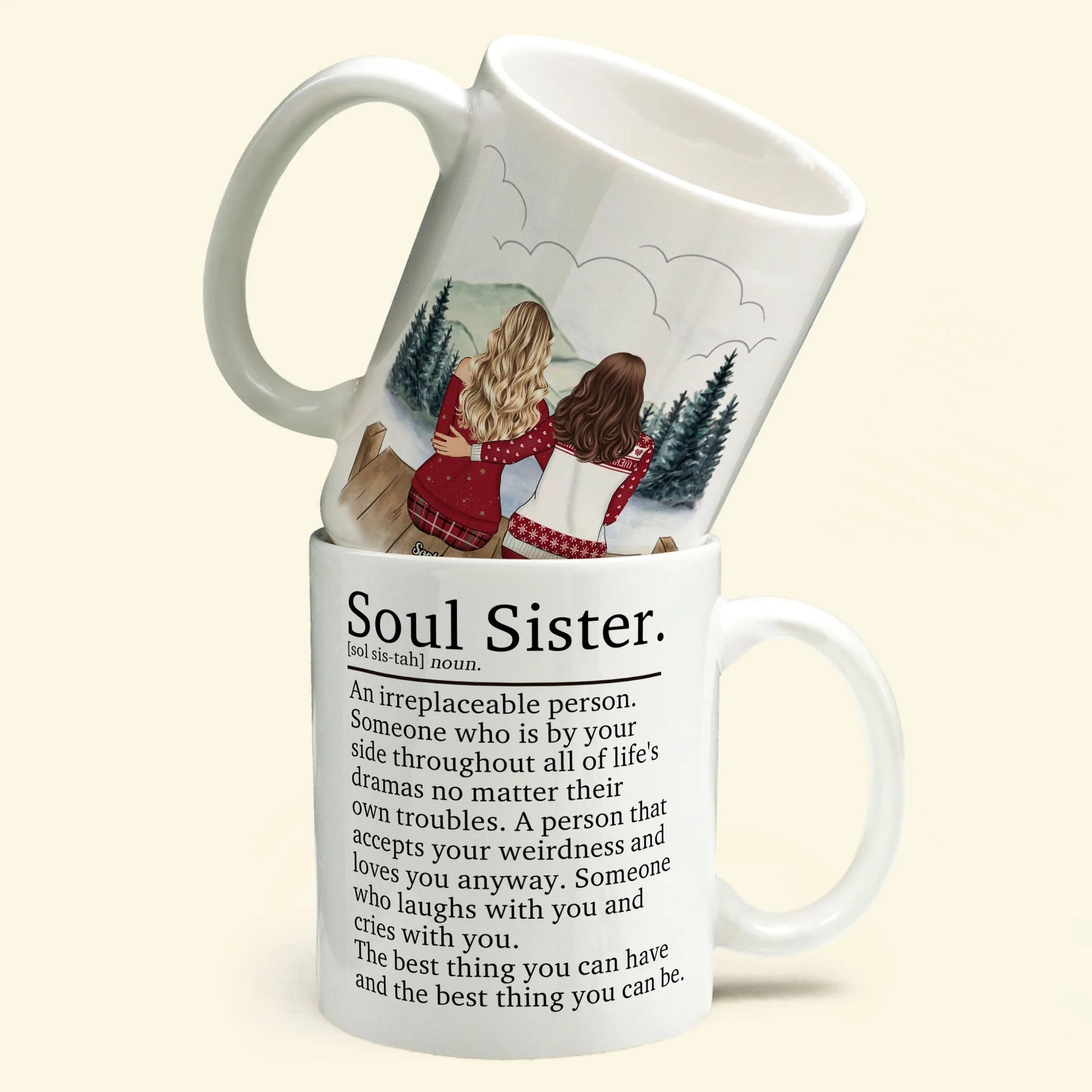 Soul Sister An Irreplaceable Person – Personalized Mug for Friends, Best Friends, and Besties, Custom Coffee Cup Christmas Gift, Birthday or Friendship Present 56856320 - DiyGiftly