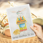 Spring Greetings to You Gift Card – Bunny with Carrot Basket Easter Greeting Card - DiyGiftly