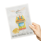 Spring Greetings to You Gift Card – Bunny with Carrot Basket Easter Greeting Card - DiyGiftly