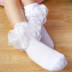 Spring & Summer Thin Cotton Socks for Kids – Solid Color Breathable Princess Socks with Lace Trim - DiyGiftly