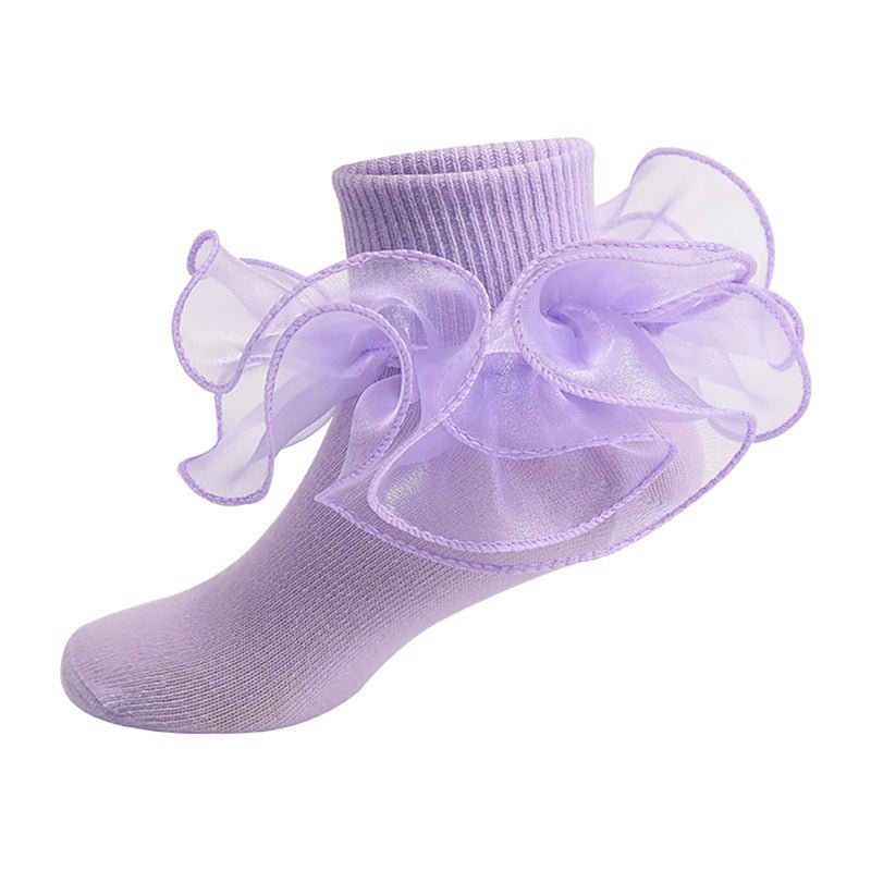 Spring & Summer Thin Cotton Socks for Kids – Solid Color Breathable Princess Socks with Lace Trim - DiyGiftly