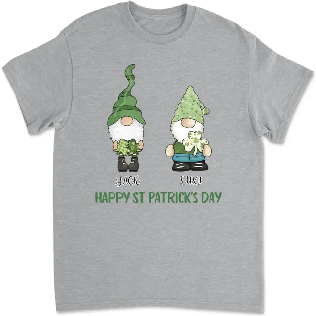St Patrick's Day Tee, Four Gnomes in a Row with Happy St. Patrick's Design 763400 - DiyGiftly