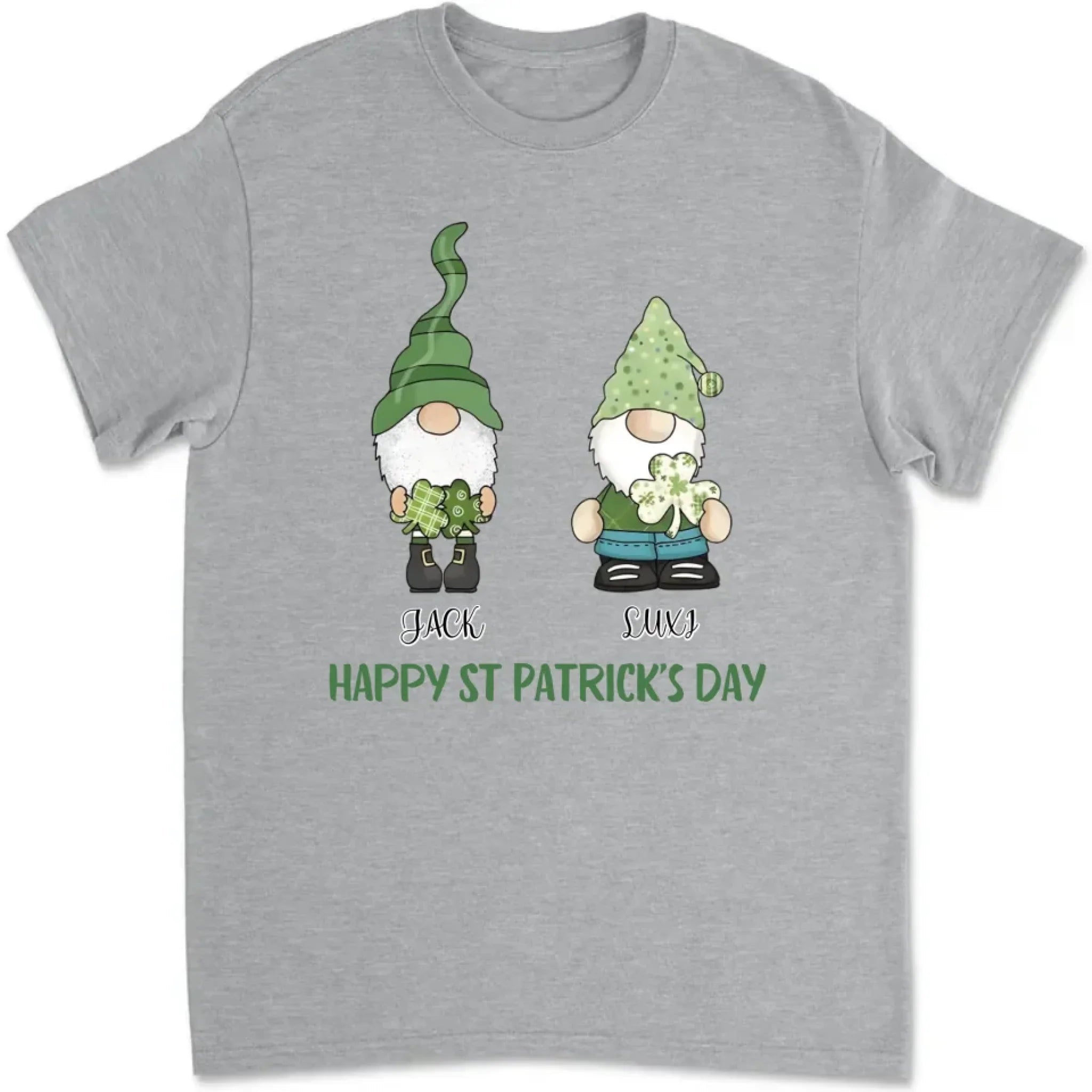 St Patrick's Day Tee, Four Gnomes in a Row with Happy St. Patrick's Design 763400 - DiyGiftly