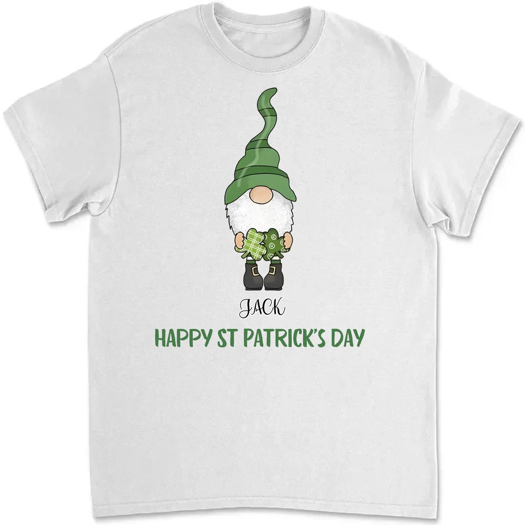 St Patrick's Day Tee, Four Gnomes in a Row with Happy St. Patrick's Design 763400 - DiyGiftly