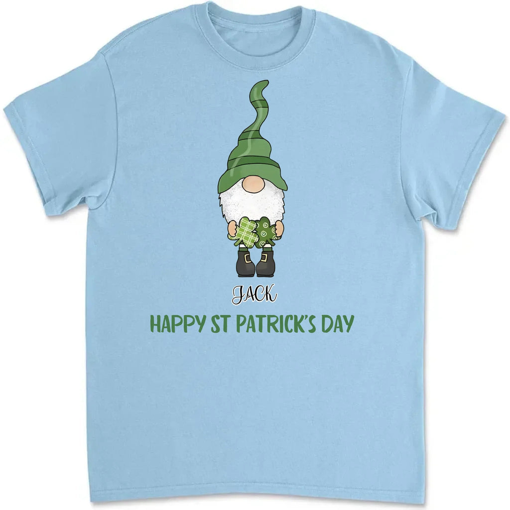 St Patrick's Day Tee, Four Gnomes in a Row with Happy St. Patrick's Design 763400 - DiyGiftly