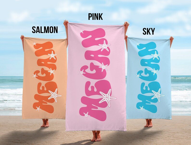 Starfish Personalized Beach Towel, Starfish Custom Beach Towel, Bachelorette Party Favors, Bridesmaid Towel, Kids Pool Towel, Birthday Gift 43824128 - DiyGiftly