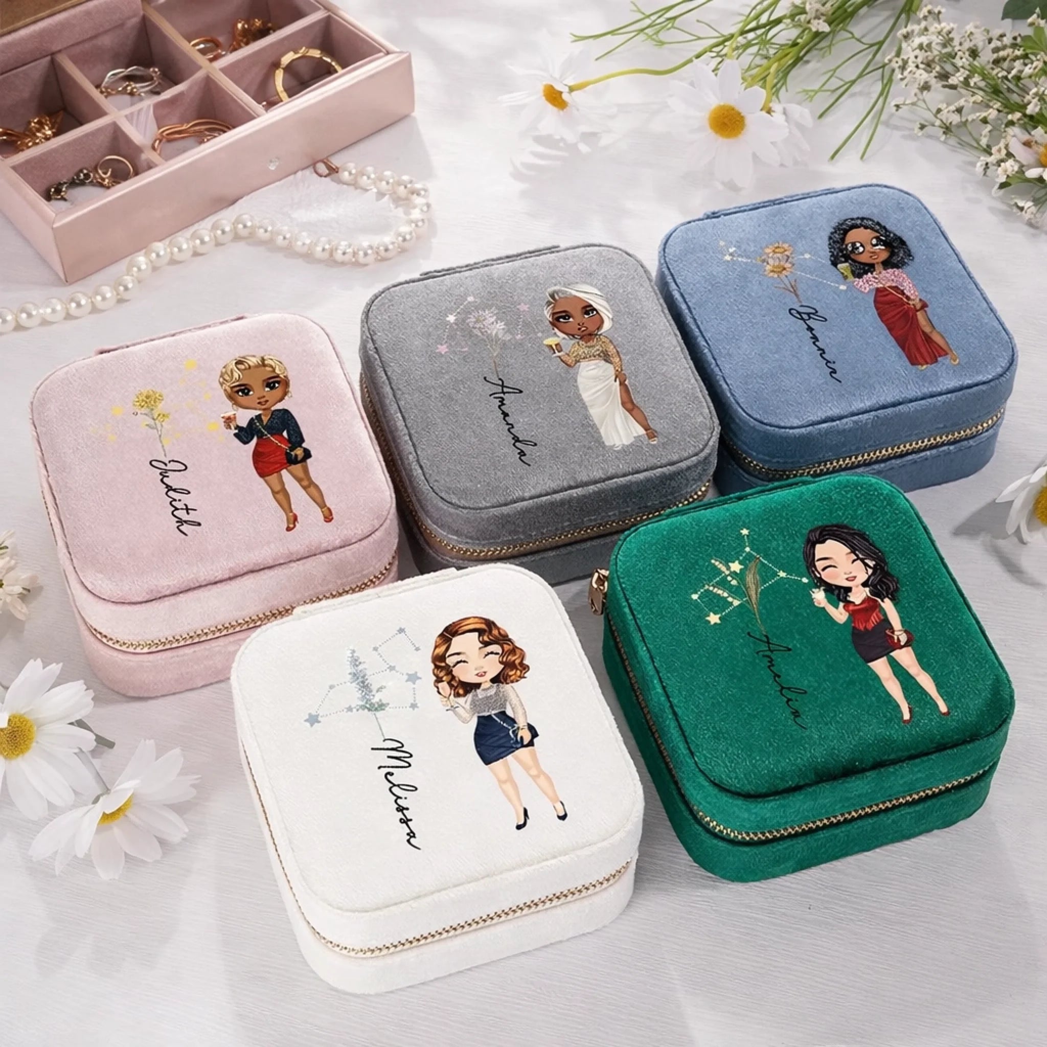 dark green jewelry box personalized gift for best friend