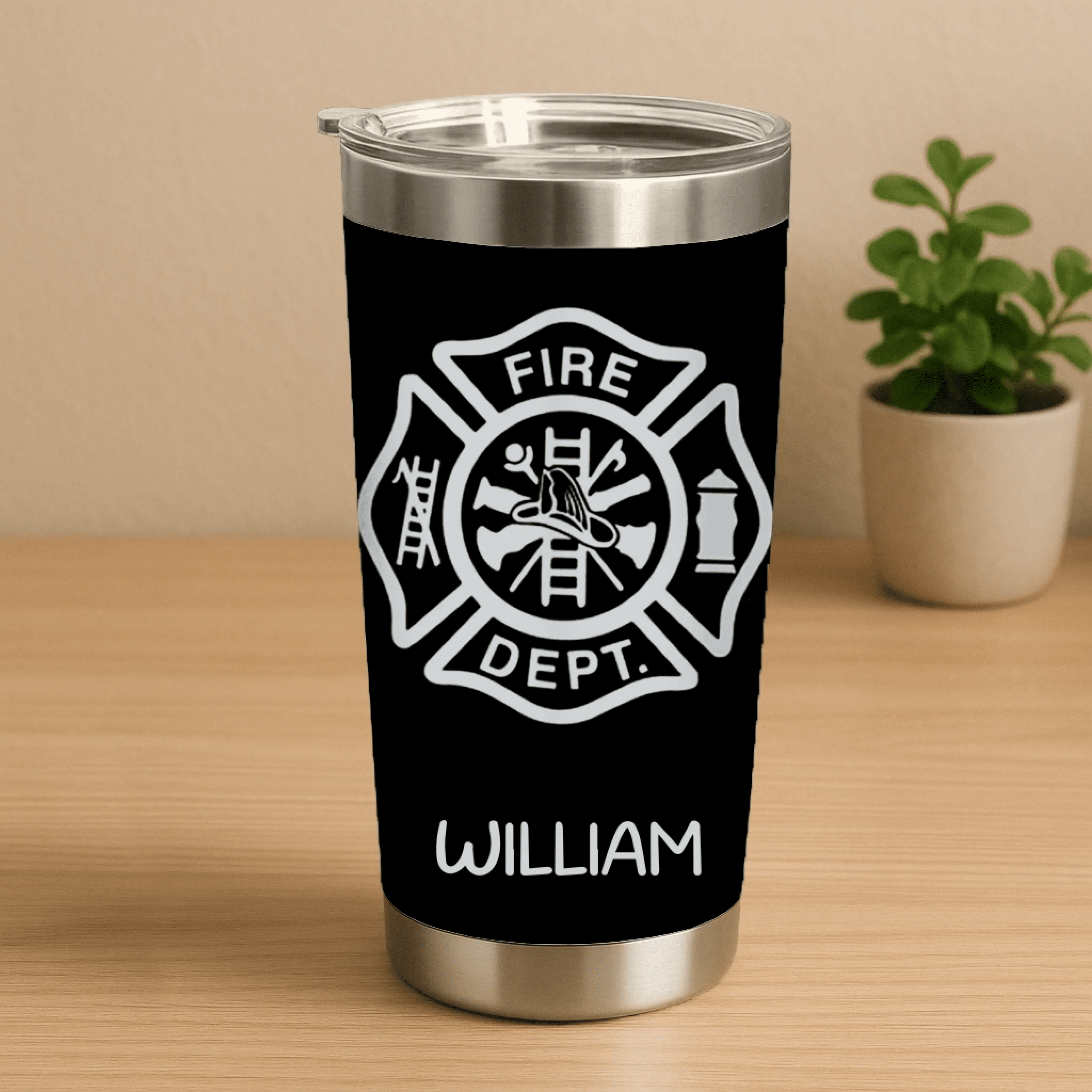 Personalized Firefighter Tumbler Engraved Insulated 20oz 30oz stainless steel