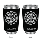 Personalized Firefighter Tumbler Engraved Insulated 20oz 30oz close view