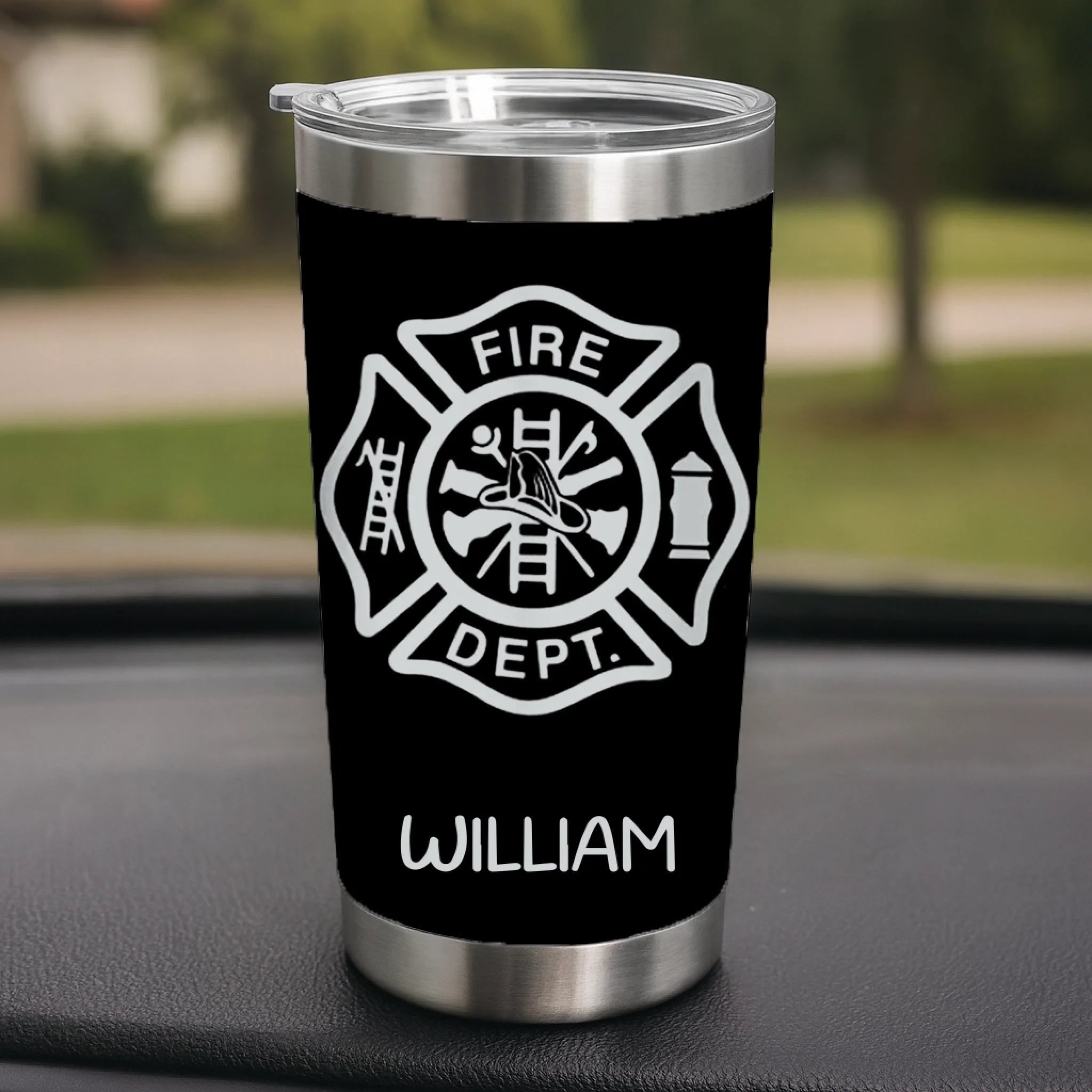 Personalized Firefighter Tumbler Engraved Insulated 20oz 30oz main image