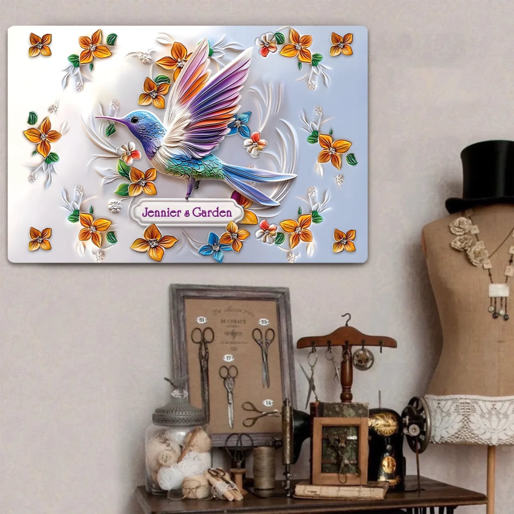 Stunning Butterfly Dragonfly Bee Hummingbird - Personalized Gardening Rectangle Metal Sign 737766 - 737767 - DiyGiftly
