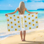 Sunflower Beach Towel, Floral Personalized Beach Towel, Custom Name Beach Towel, Flower Pool Towel, Happy Mother's Day Gift, Floral Towel 84999680 - DiyGiftly