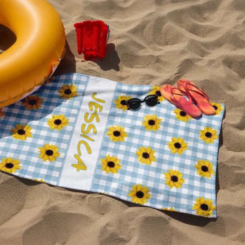 Sunflower Beach Towel, Floral Personalized Beach Towel, Custom Name Beach Towel, Flower Pool Towel, Happy Mother's Day Gift, Floral Towel 84999680 - DiyGiftly