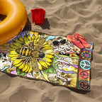 Sunflower Bee Custom Name Beach Towel, Peace Sign Sunflower Flower Beach Towel,Flower Pool Towel, Personalized Beach Towel Hippie Lover Gift 65604096 - DiyGiftly