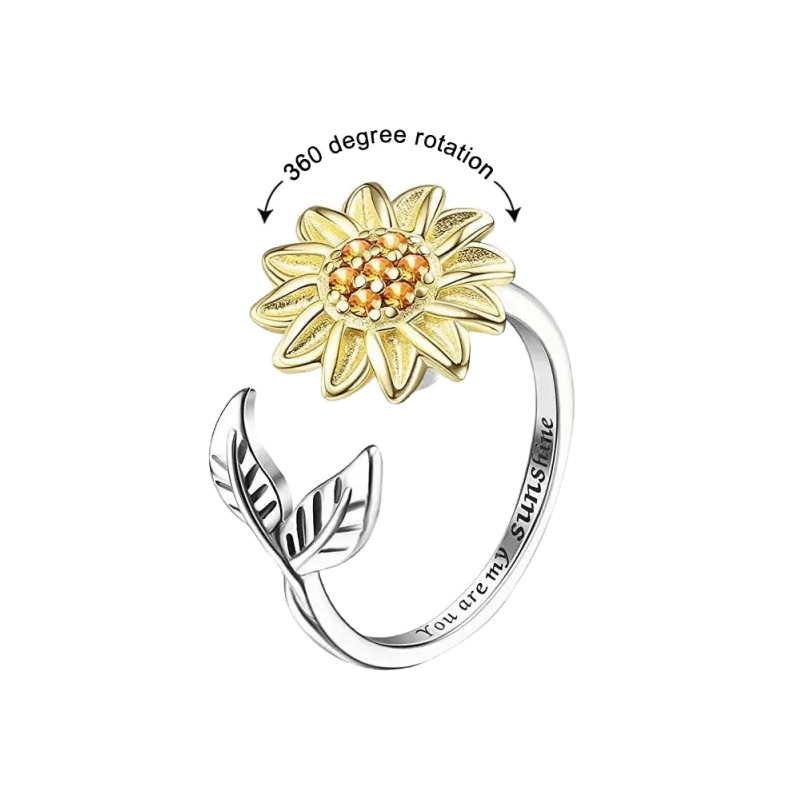 gifts for wife Sunflower Fidget Ring – Adjustable Stress Relief Ring Jewelry Gift for Him/Her detail 2