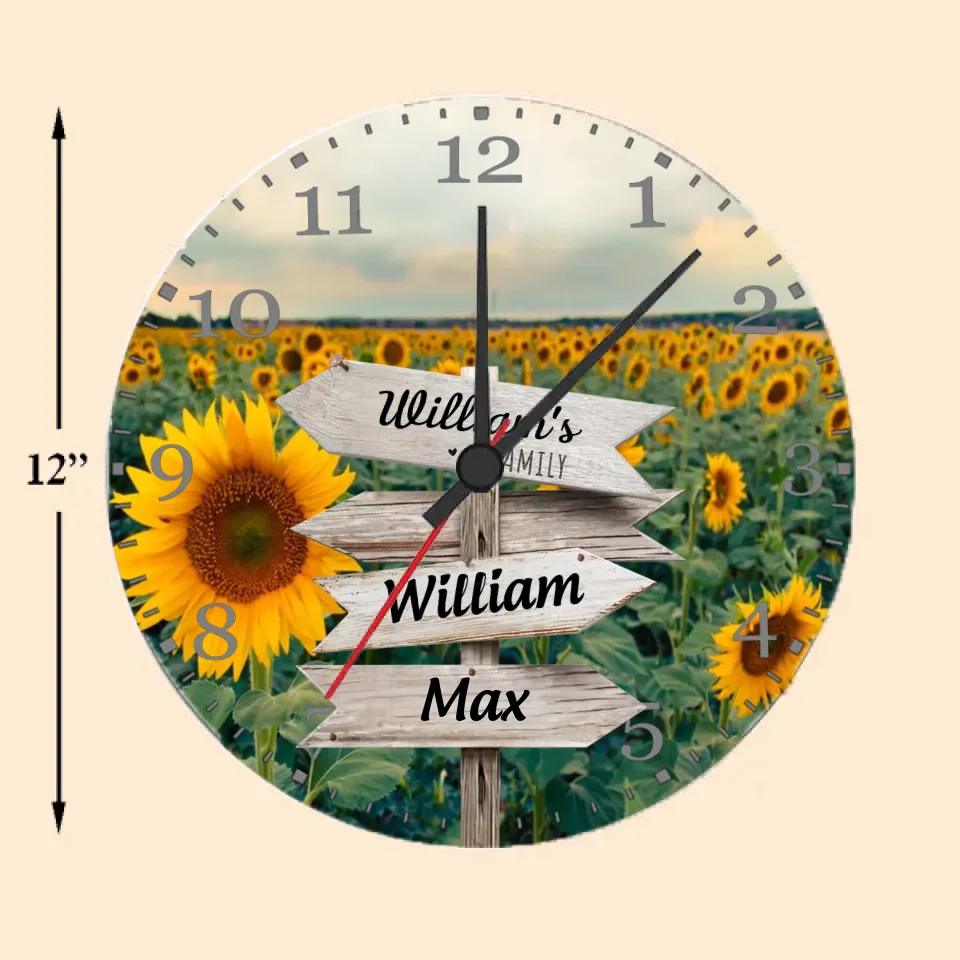 custom names wooden floral wall clock keepsake as a new home gift