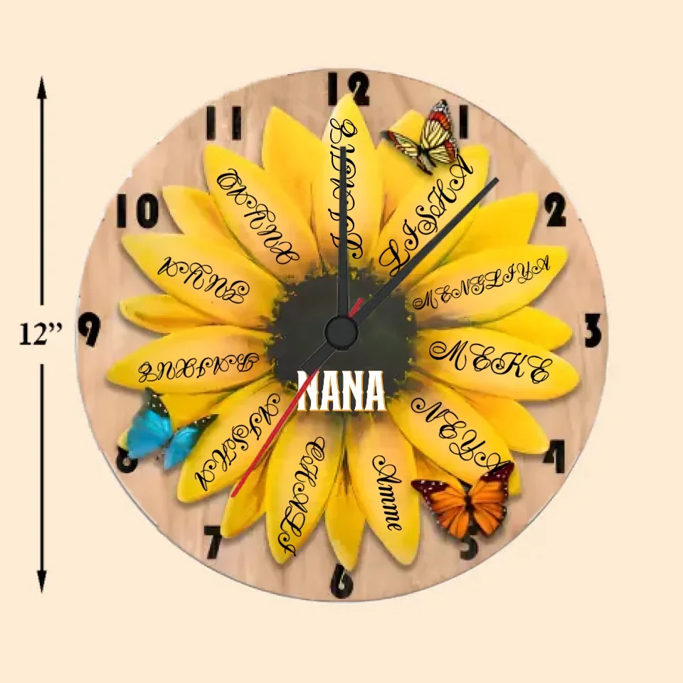 custom name wooden floral wall clock keepsake as a christmas gift