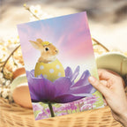 Sweet Easter Bunny with Purple Flowers Gift Card – Spring Greeting Card - DiyGiftly