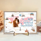 Take your beloved one and travel to every corner of the world together - Personalized Wooden table sign ornaments 749901 - DiyGiftly