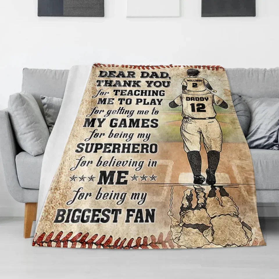 Thank You Dad My Biggest Fan - Personalized Baseball Blanket 737760 - DiyGiftly