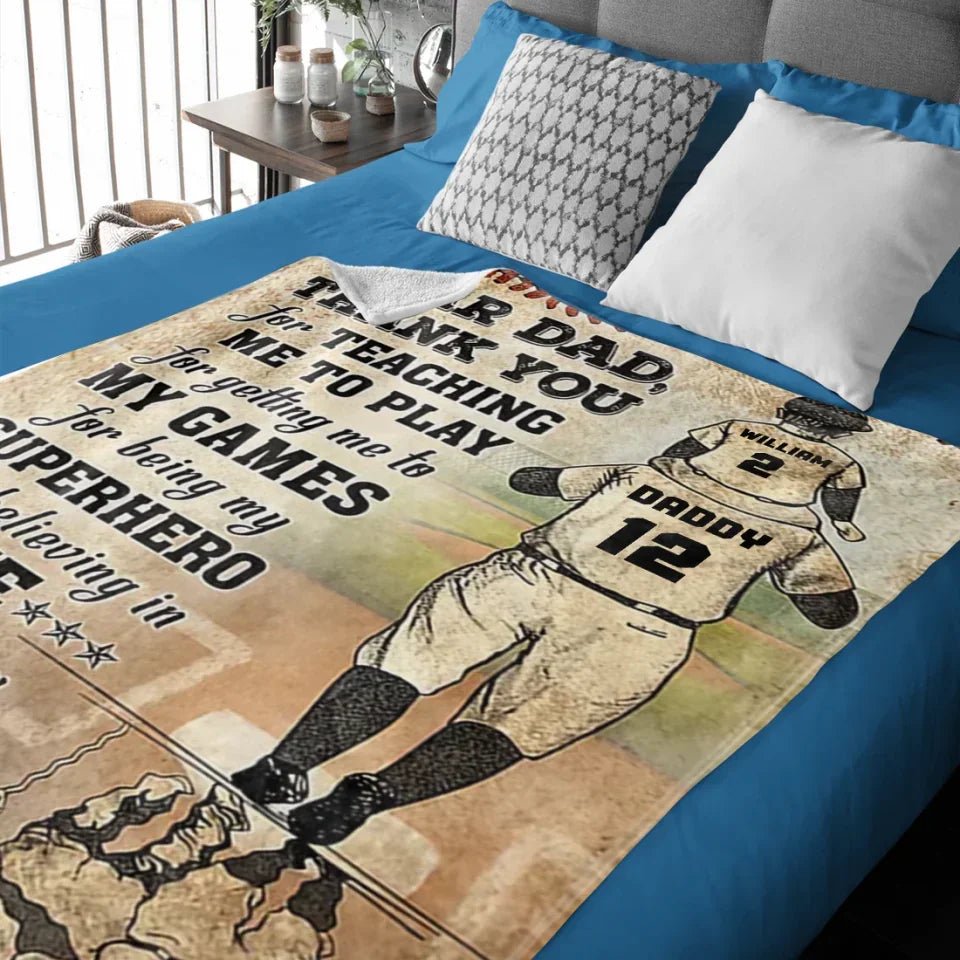 Thank You Dad My Biggest Fan - Personalized Baseball Blanket 737760 - DiyGiftly