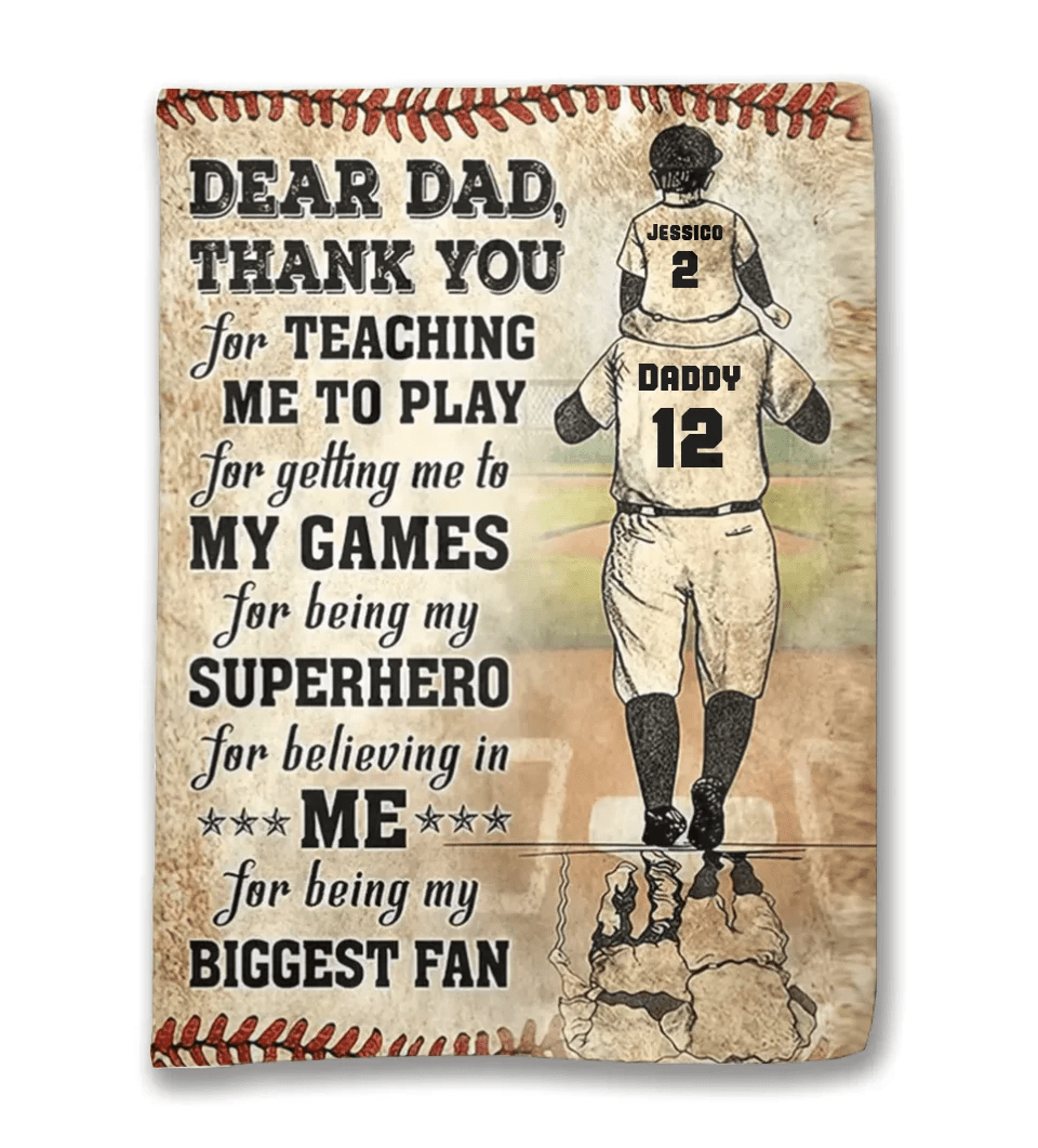 Thank You Dad My Biggest Fan - Personalized Baseball Blanket 737760 - DiyGiftly