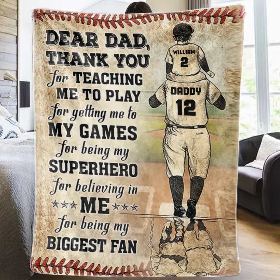Thank You Dad My Biggest Fan - Personalized Baseball Blanket 737760 - DiyGiftly