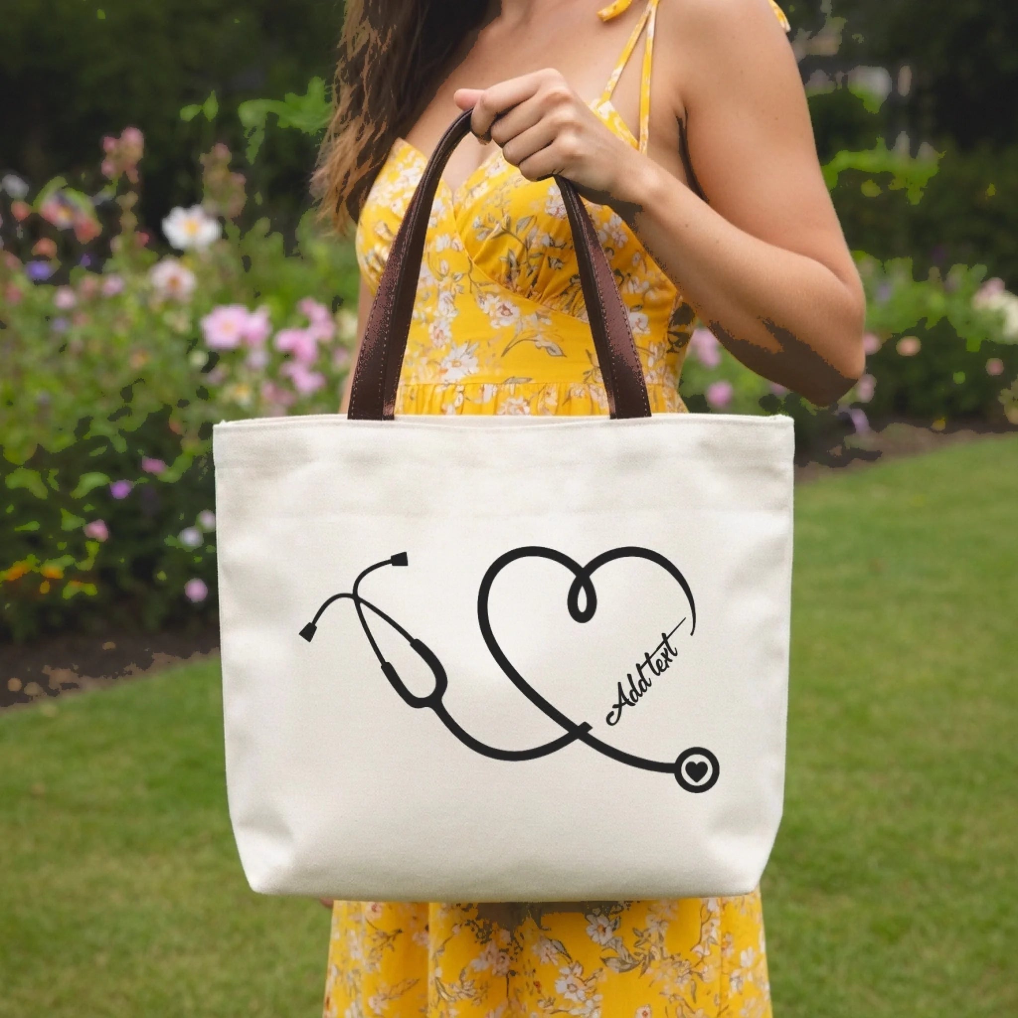 "Thank You for Saving Lives Every Day" – Personalized Stethoscope Heart Nurse Canvas Tote Bag – Custom Name Graduation Gift for New Nurse & Nursing Student 1147983 - DiyGiftly