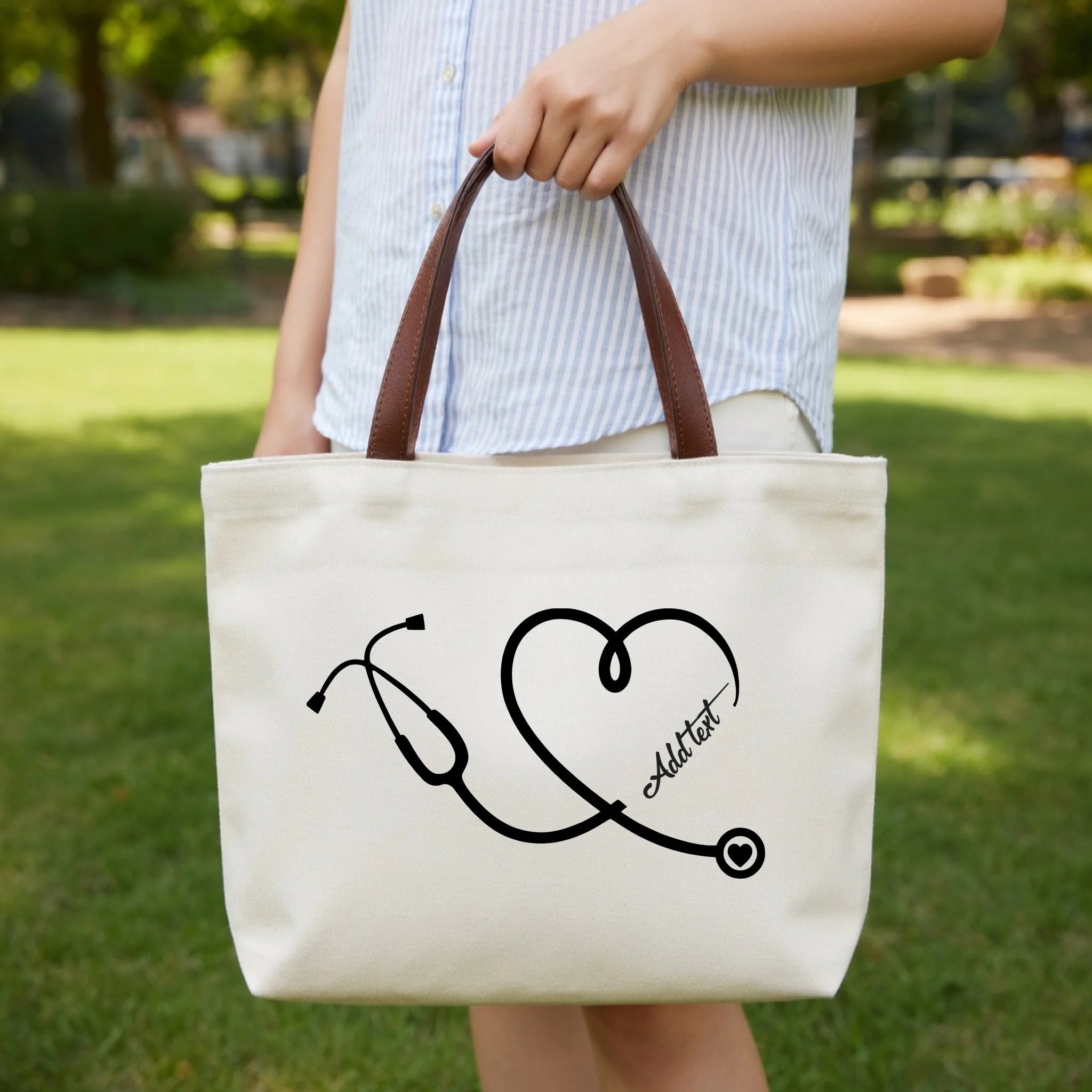 "Thank You for Saving Lives Every Day" – Personalized Stethoscope Heart Nurse Canvas Tote Bag – Custom Name Graduation Gift for New Nurse & Nursing Student 1147983 - DiyGiftly