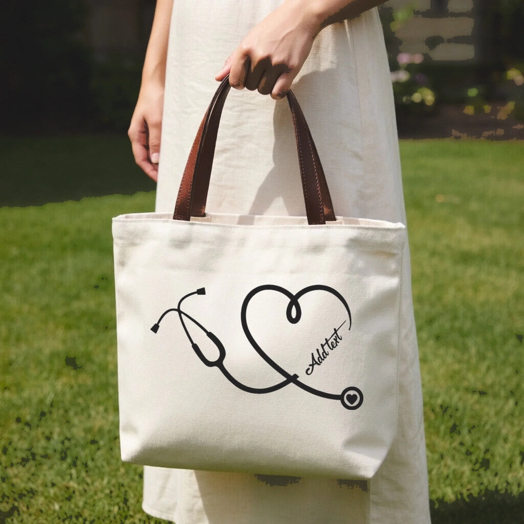 "Thank You for Saving Lives Every Day" – Personalized Stethoscope Heart Nurse Canvas Tote Bag – Custom Name Graduation Gift for New Nurse & Nursing Student 1147983 - DiyGiftly