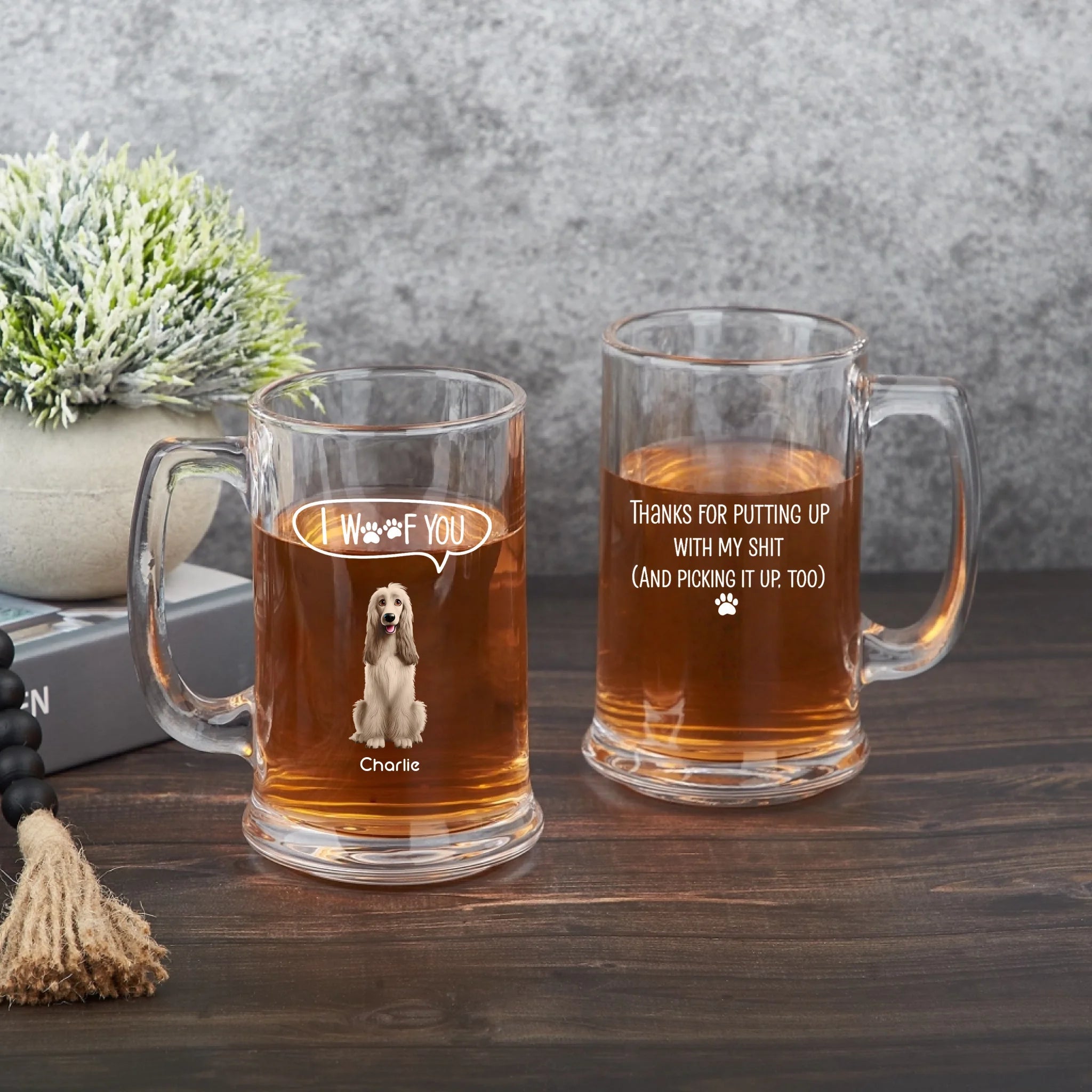 "Thanks Dad, We Woof You" – Personalized Dog Dad Beer Mug | Custom Photo Beer Glass Gift for Father's Day 1155392 1155406 - DiyGiftly