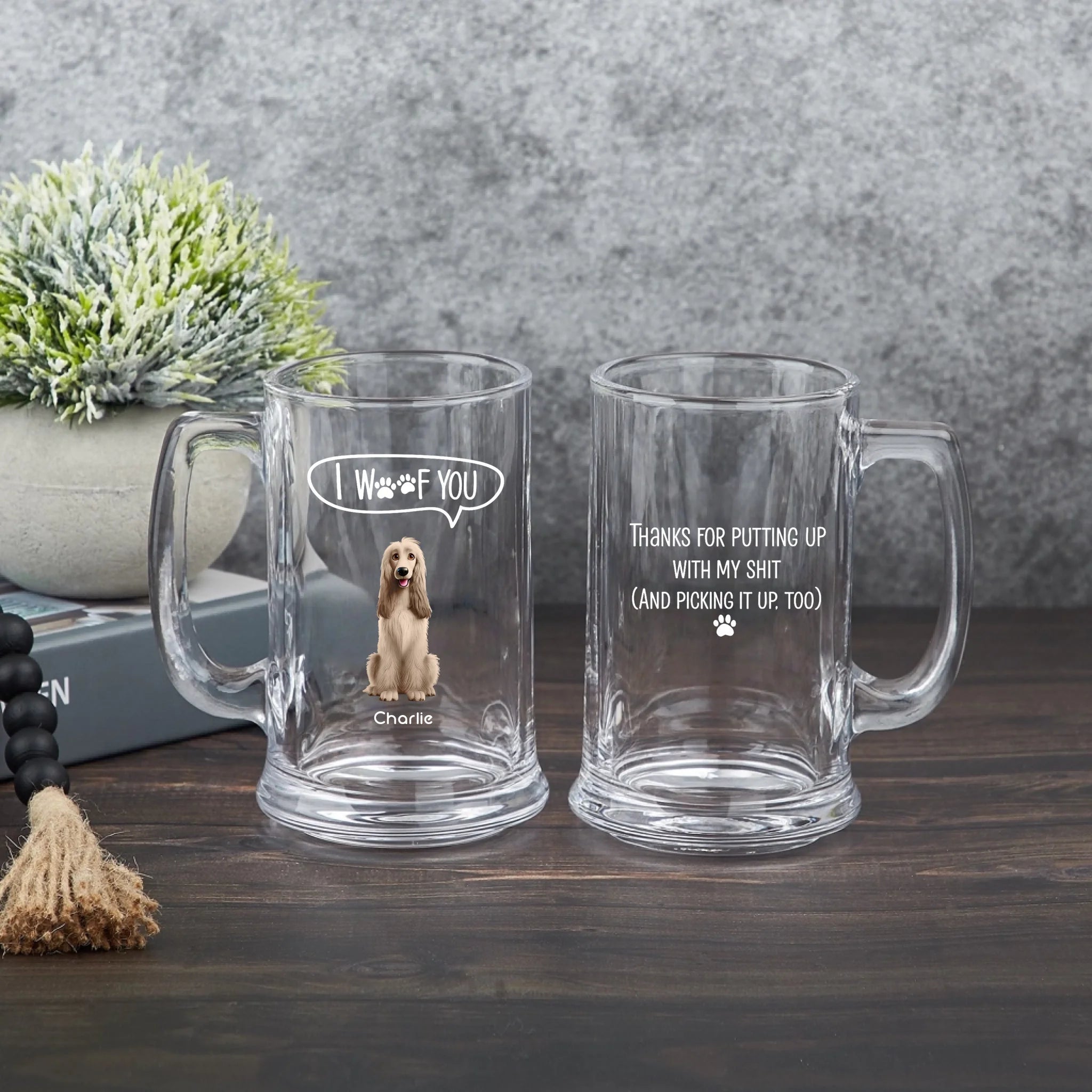 "Thanks Dad, We Woof You" – Personalized Dog Dad Beer Mug | Custom Photo Beer Glass Gift for Father's Day 1155392 1155406 - DiyGiftly