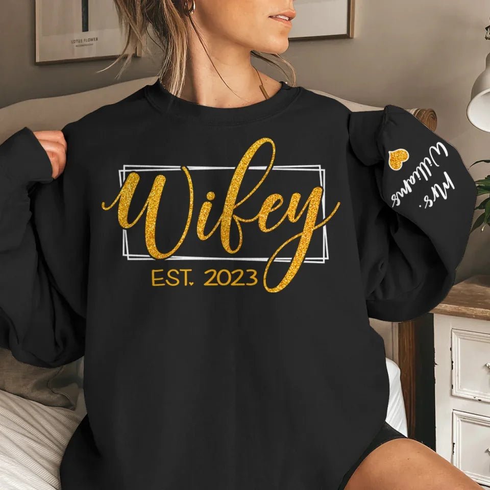 gifts for wife The Beginning Of Forever - Couple Personalized Custom Unisex Sweatshirt With Design On Sleeve - Gift For Husba